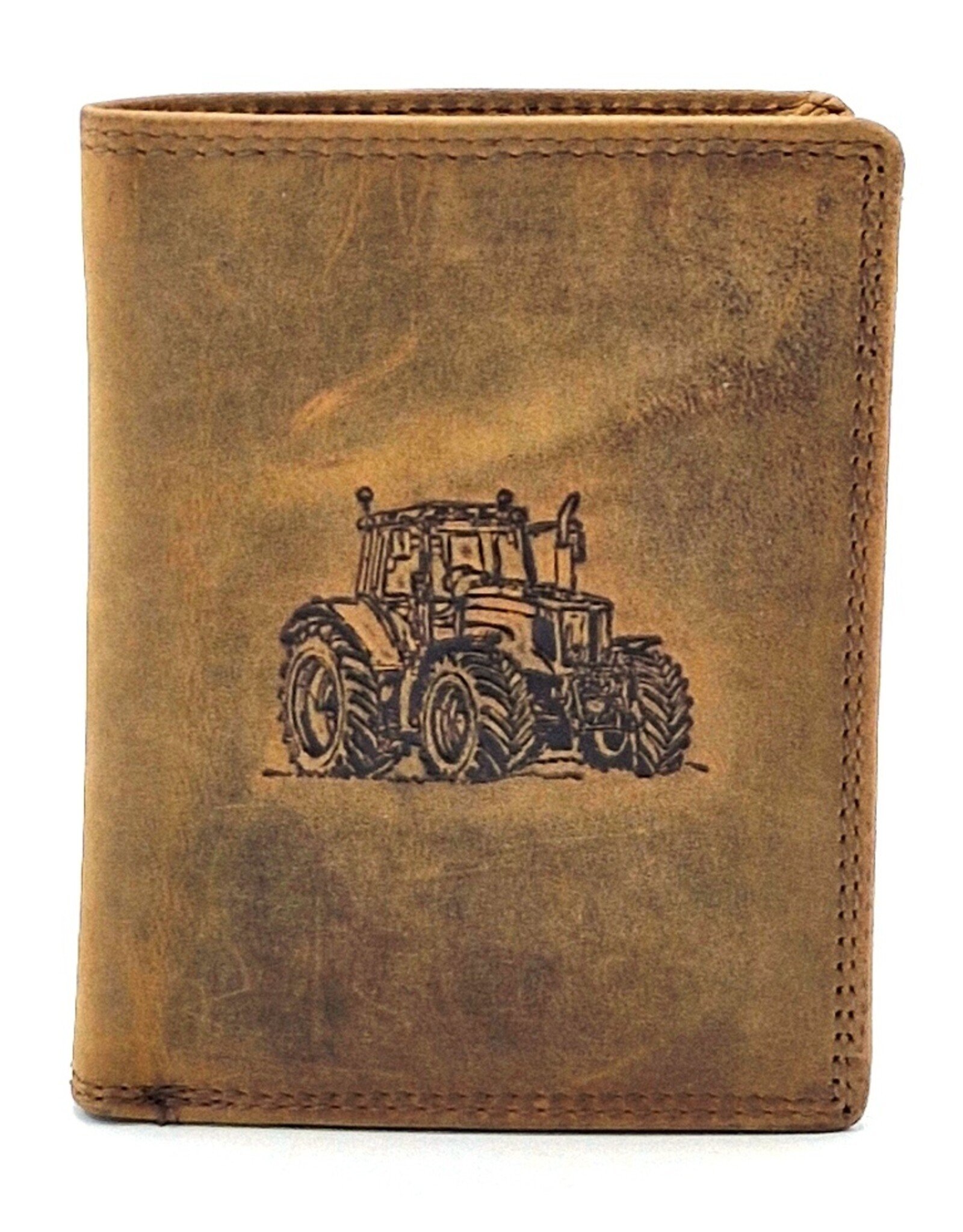 Leather Fox Leren portemonnees - Leren Portemonnee met Tractor print verticaal