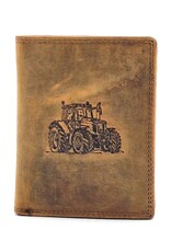 Leather Fox Leren portemonnees - Leren Portemonnee met Tractor print verticaal