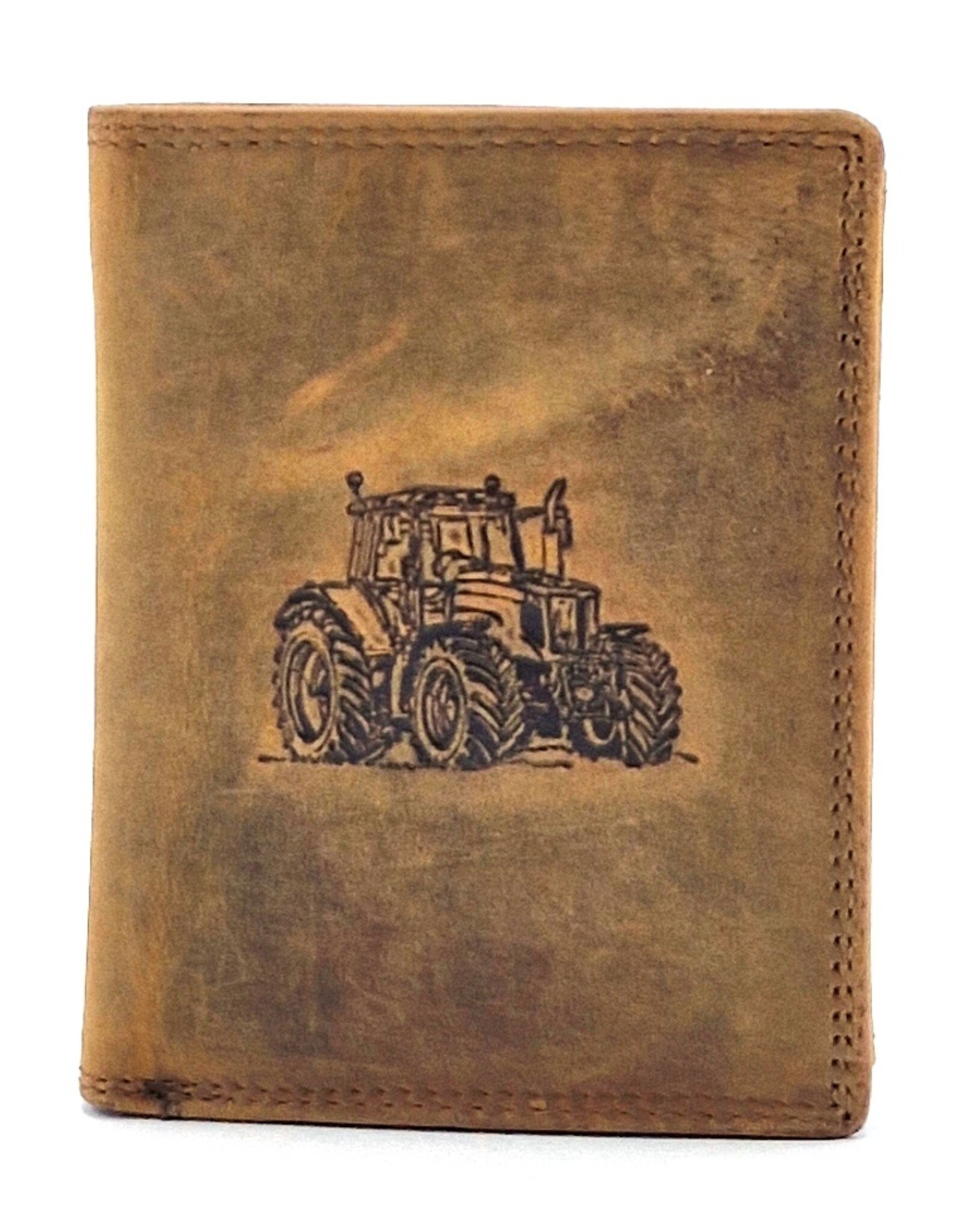 Leather Fox Leren portemonnees - Leren Portemonnee met Tractor print verticaal