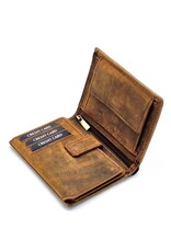 Leather Fox Leren portemonnees - Leren Portemonnee met Tractor print verticaal