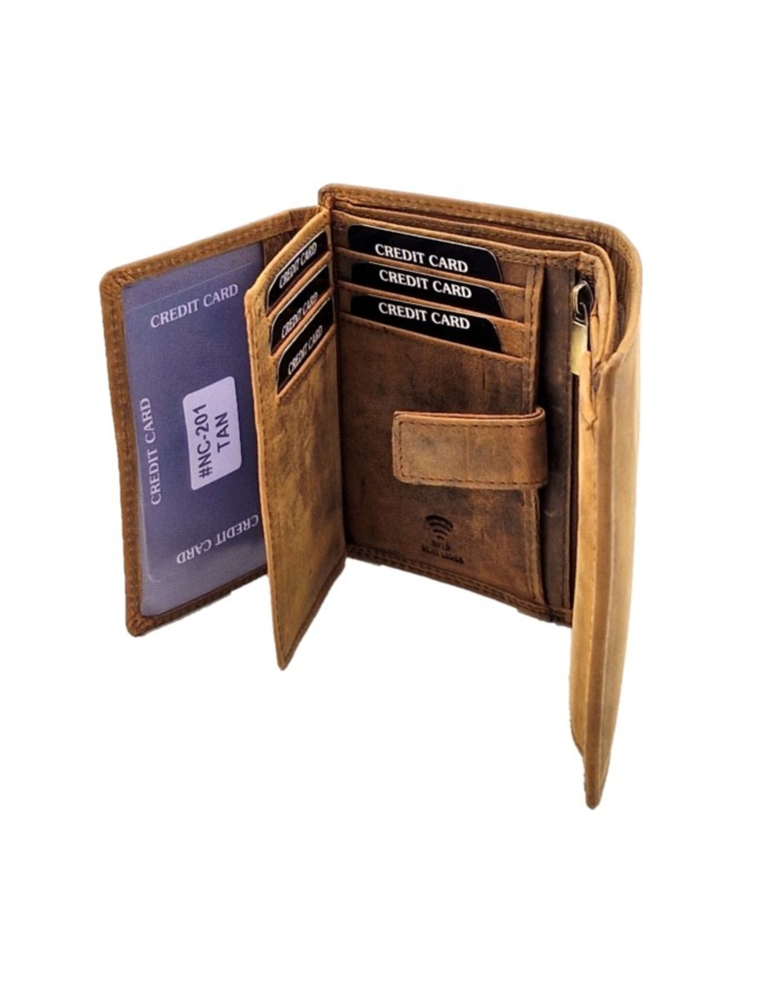 Leather Fox Leren portemonnees - Leren Portemonnee met Tractor print verticaal