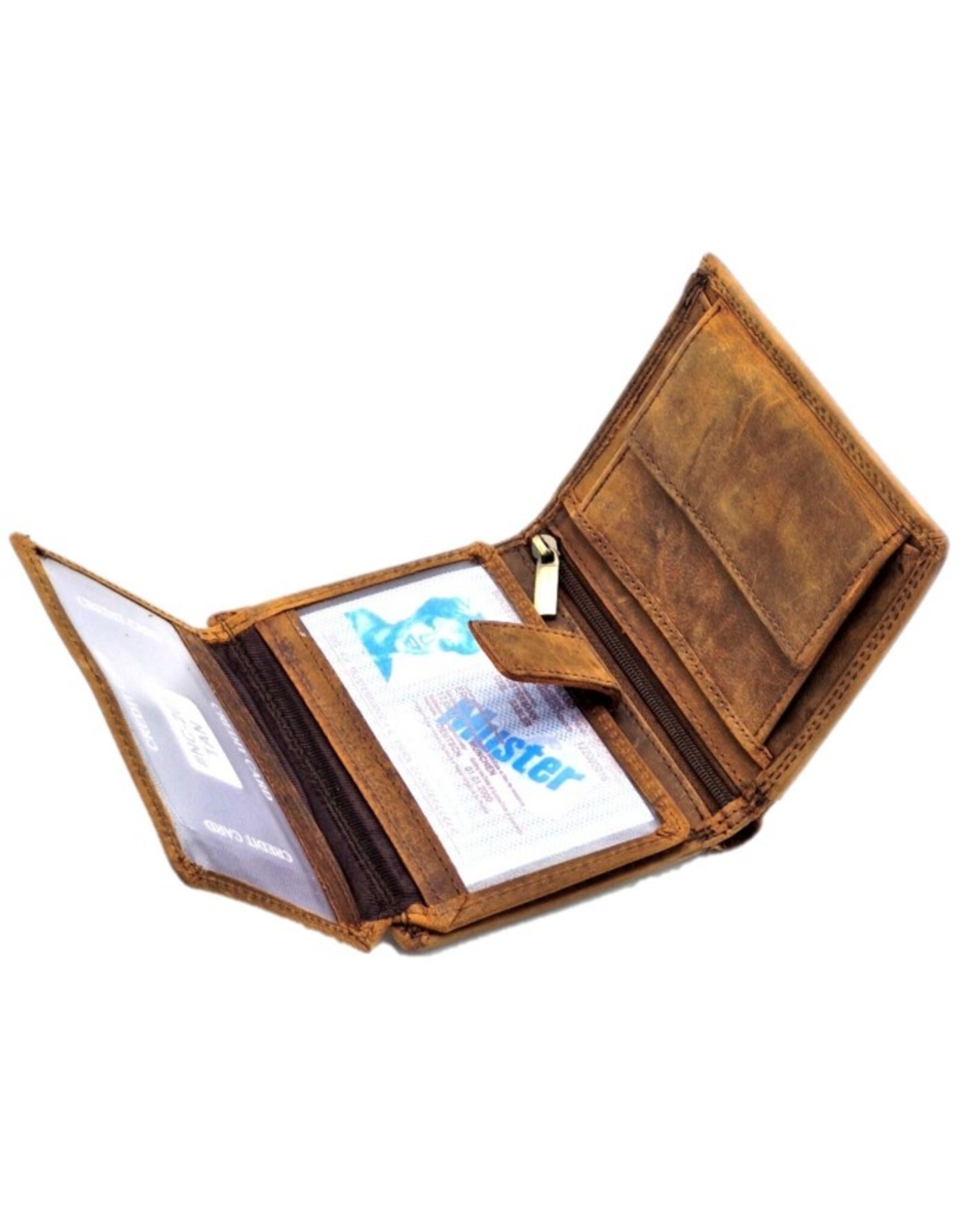 Leather Fox Leren portemonnees - Leren Portemonnee met Tractor print verticaal