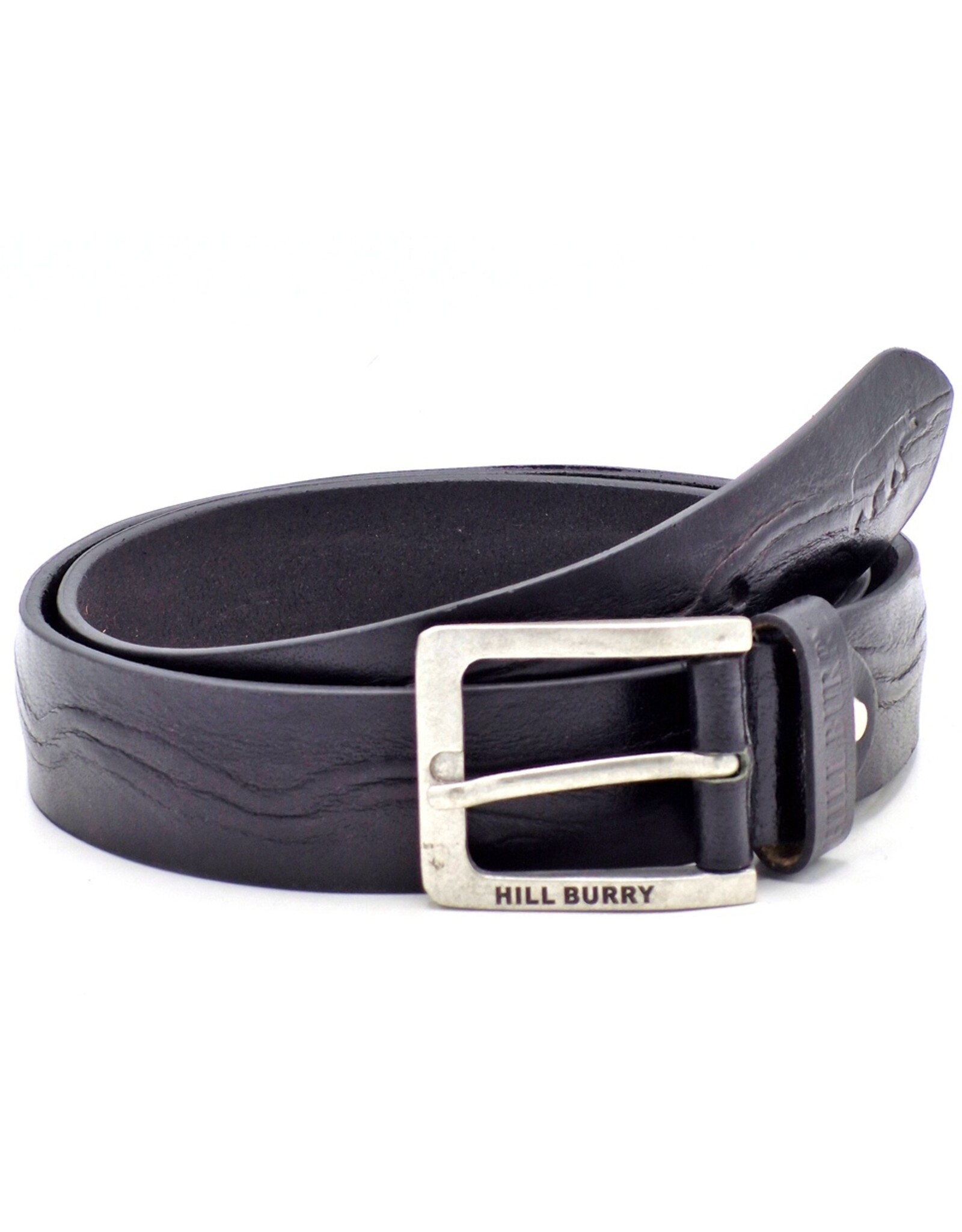 HillBurry Leren riemen - HillBurry Leren riem  "Waves", massief leer zwart