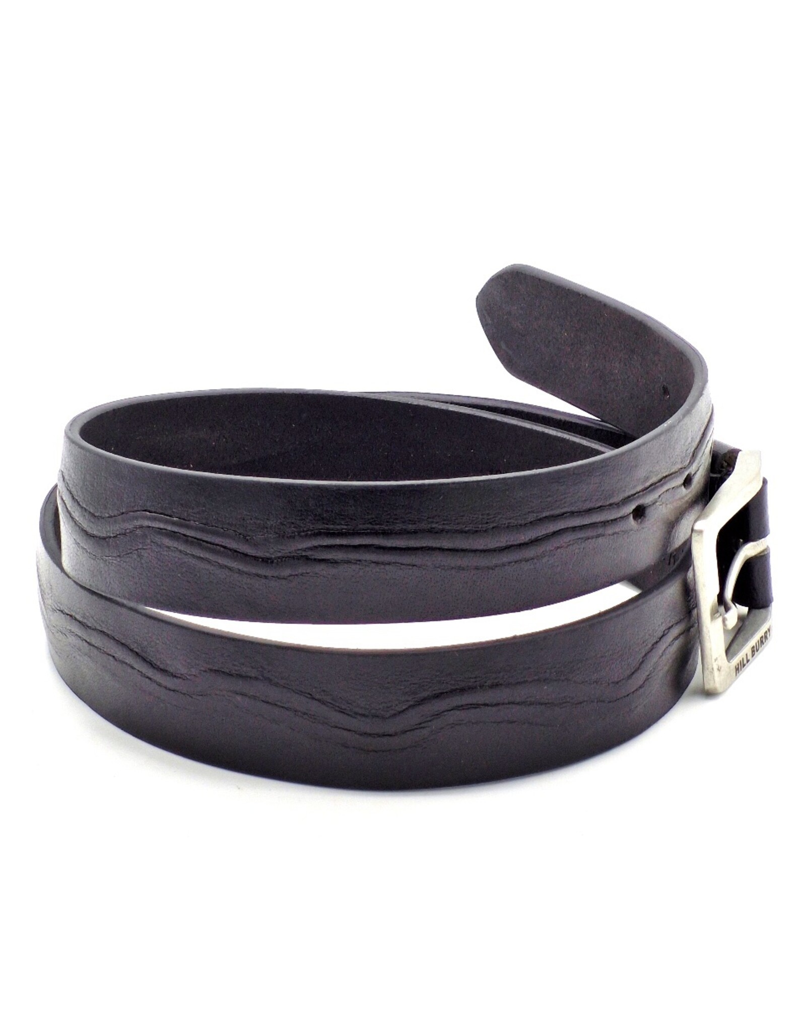 HillBurry Leren riemen - HillBurry Leren riem  "Waves", massief leer zwart