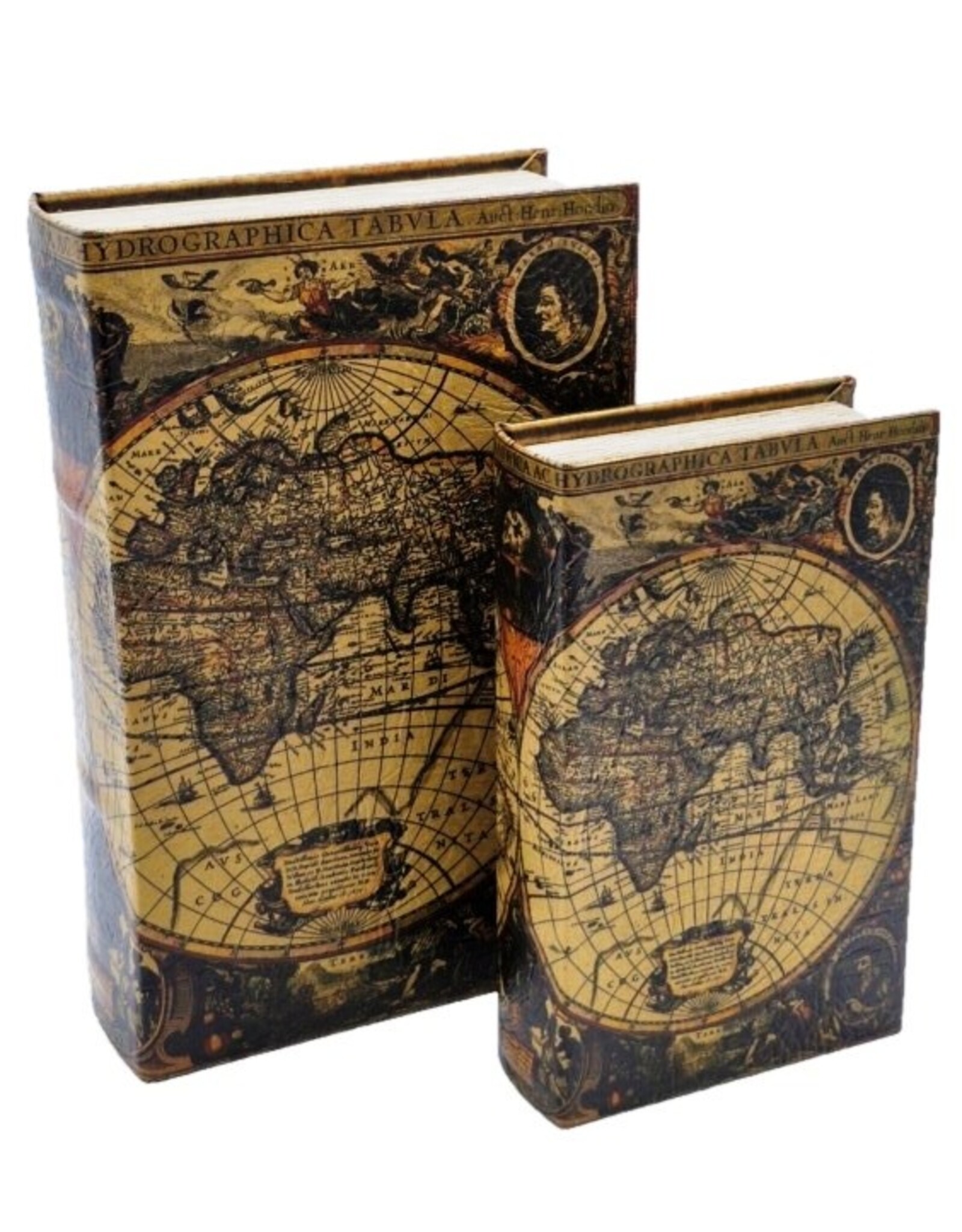 Trukado Giftware & Lifestyle - Opbergdoos Boek Wereldkaart Set van 2-M