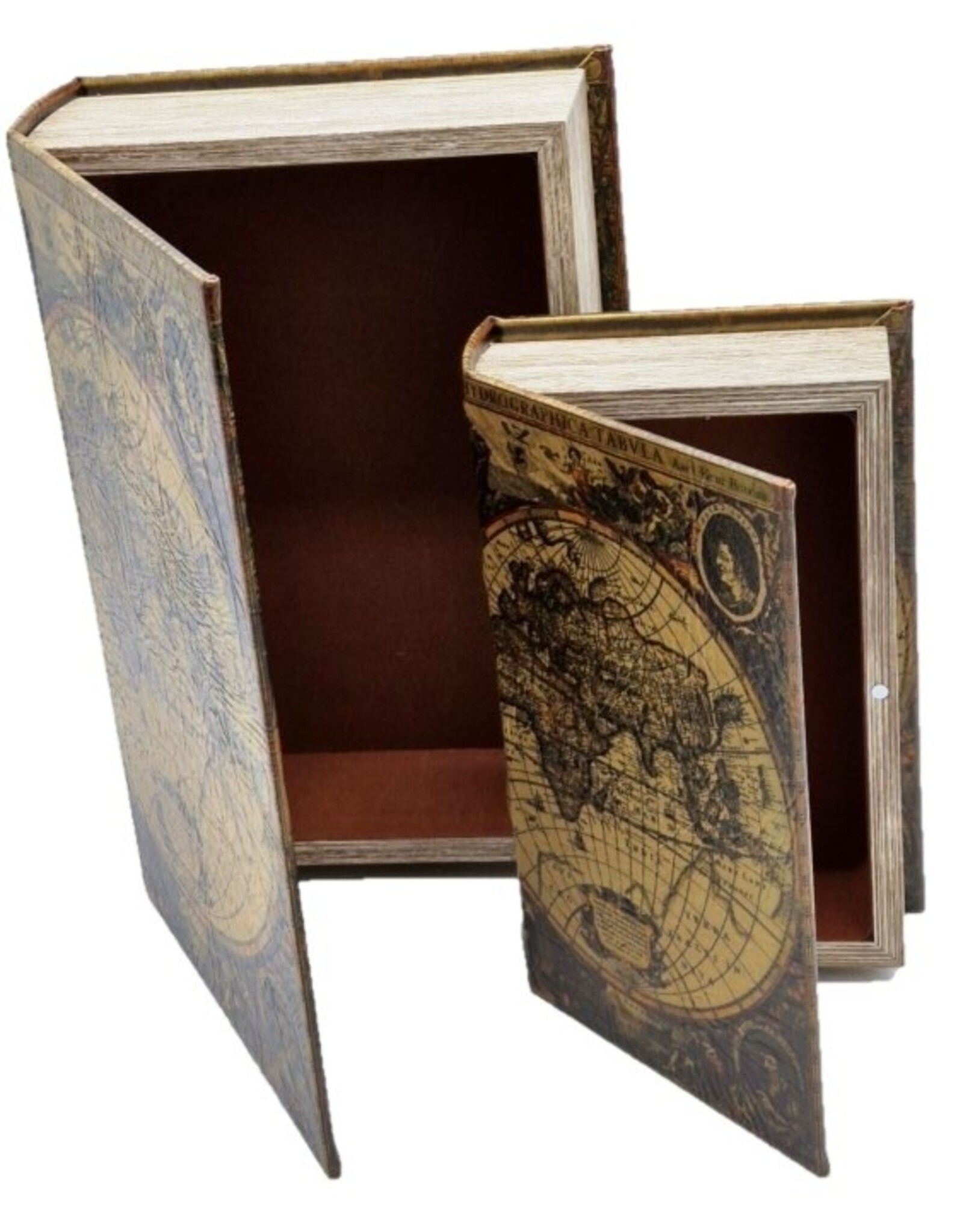 Trukado Giftware & Lifestyle - Opbergdoos Boek Wereldkaart Set van 2-M