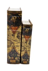 Trukado Giftware & Lifestyle - Opbergdoos Boek Wereldkaart Set van 2-M