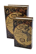 Trukado Giftware & Lifestyle - Opbergdoos Boek Wereldkaart Set van 2-M