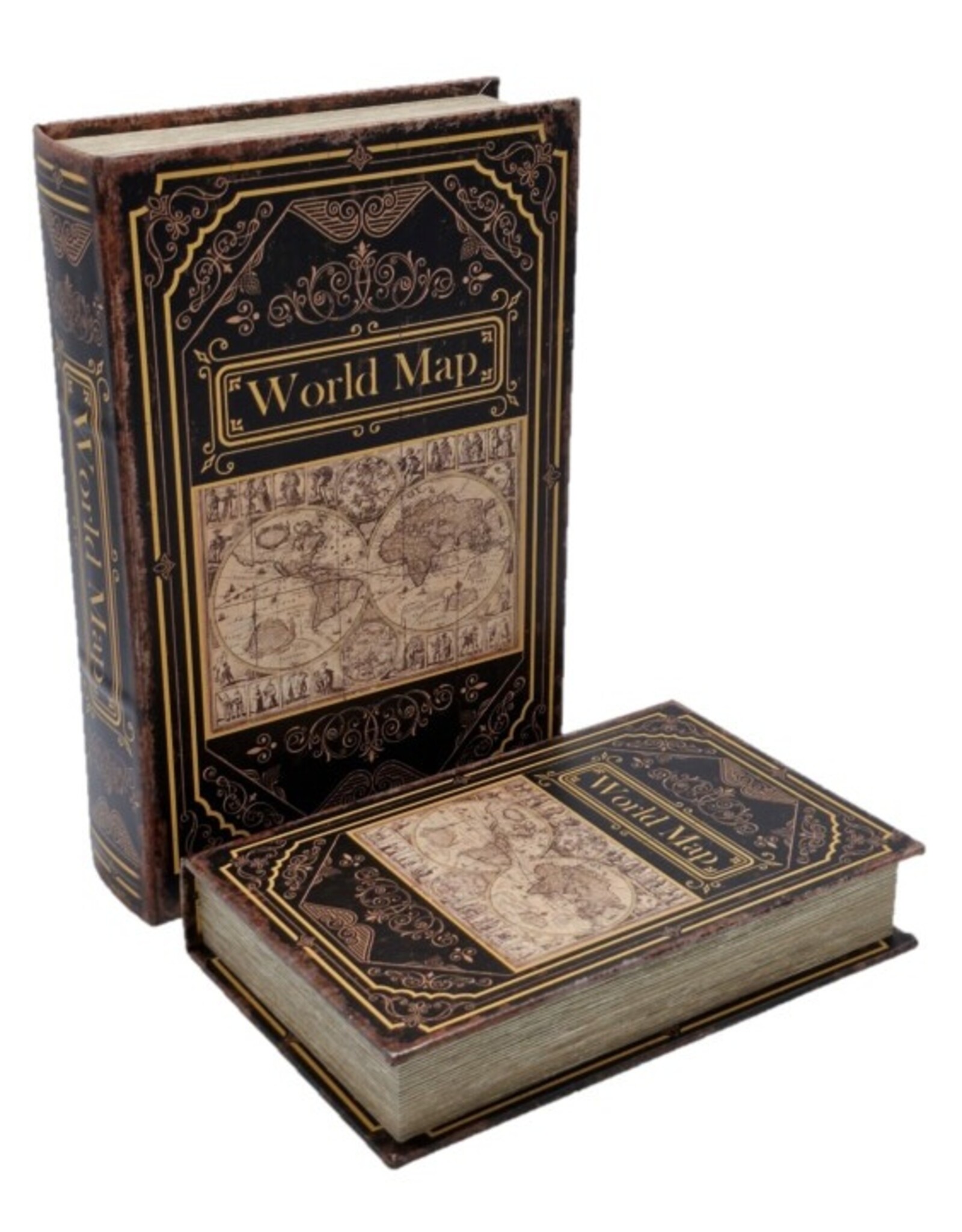 Trukado Giftware & Lifestyle - Opbergdoos Boek Wereldkaart Large Set