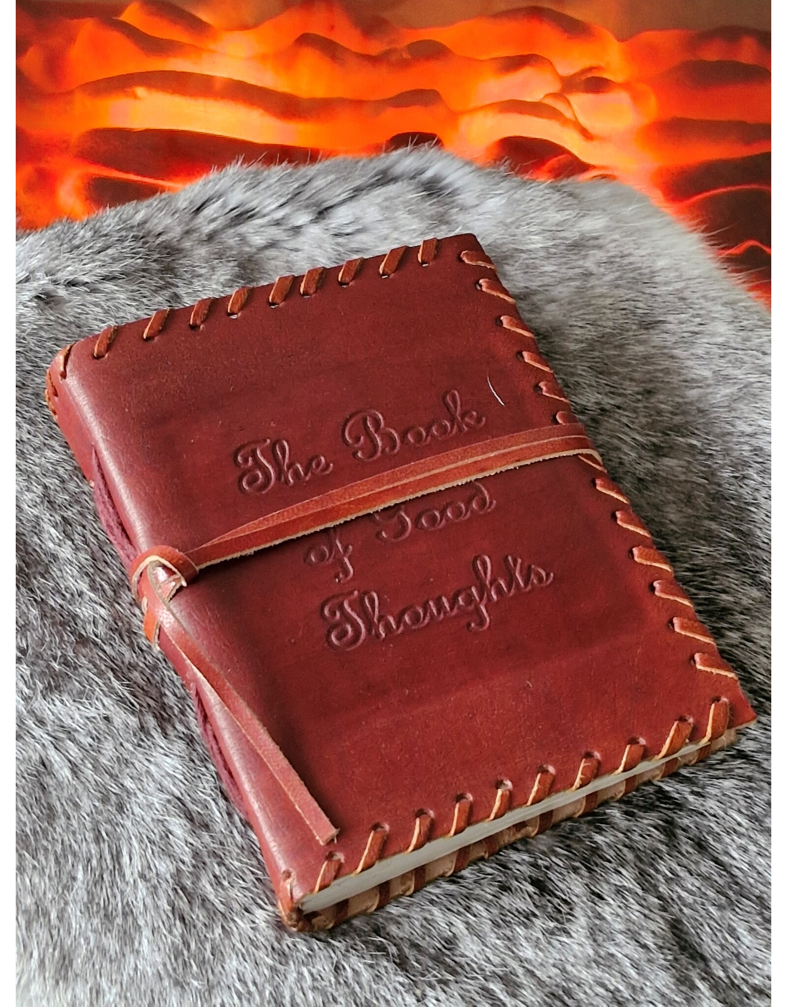 AWG Miscellaneous - Leather Notebook with wrap Book of Thoughts 15.5x11.5cm