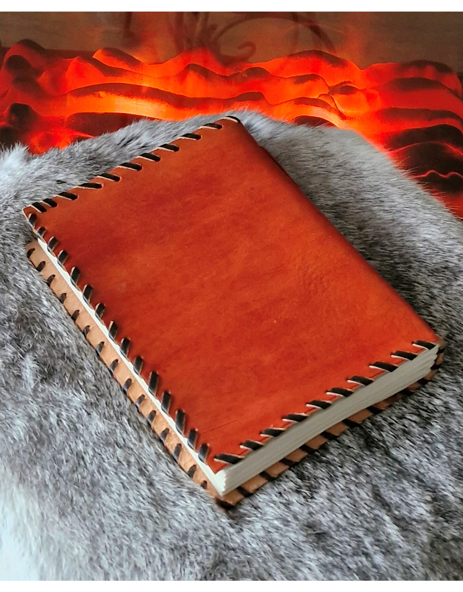 AWG Miscellaneous - Leather Notebook with Black Onyx & Compass 17cm x 12 cm