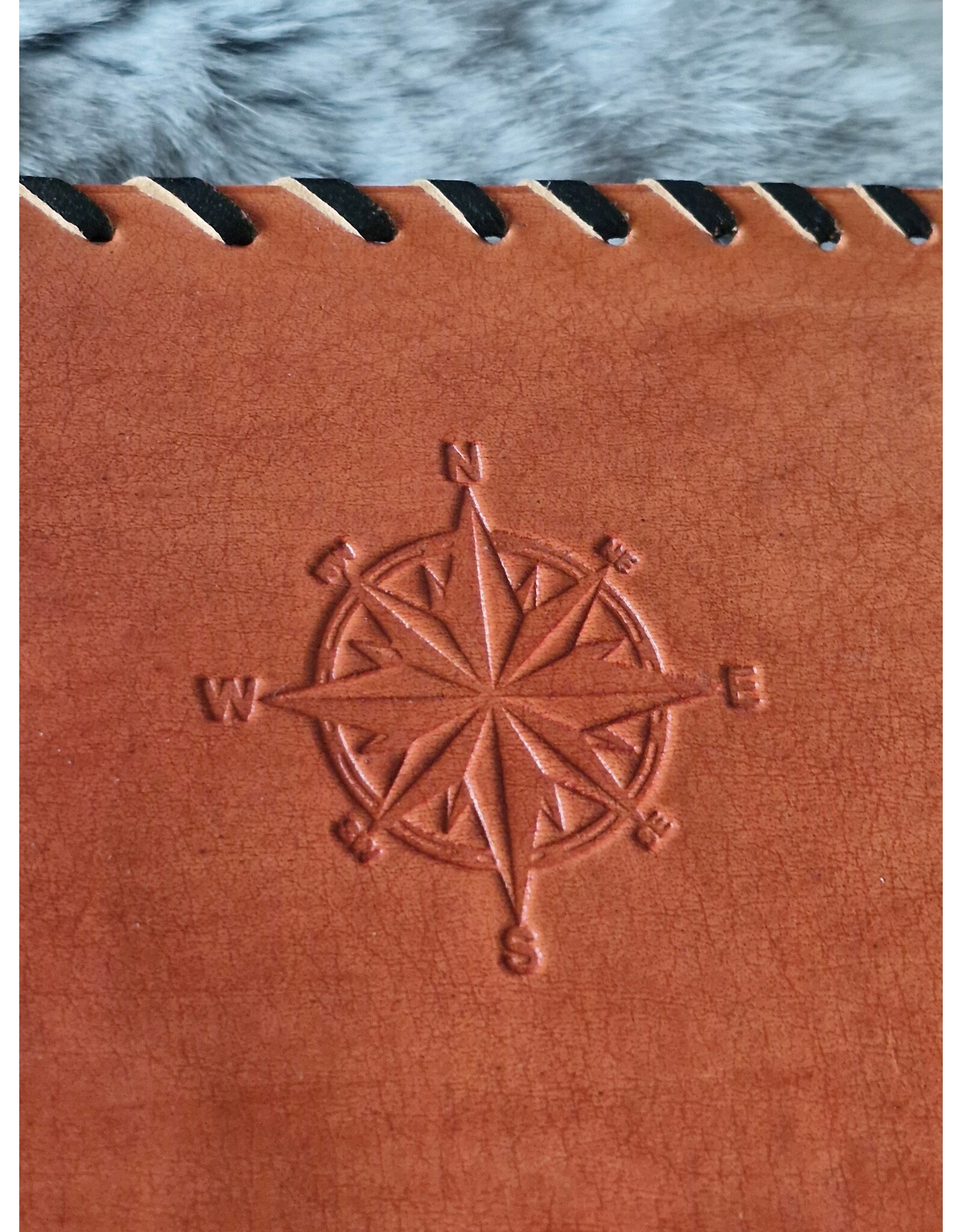 AWG Miscellaneous - Leather Notebook with Black Onyx & Compass 17cm x 12 cm