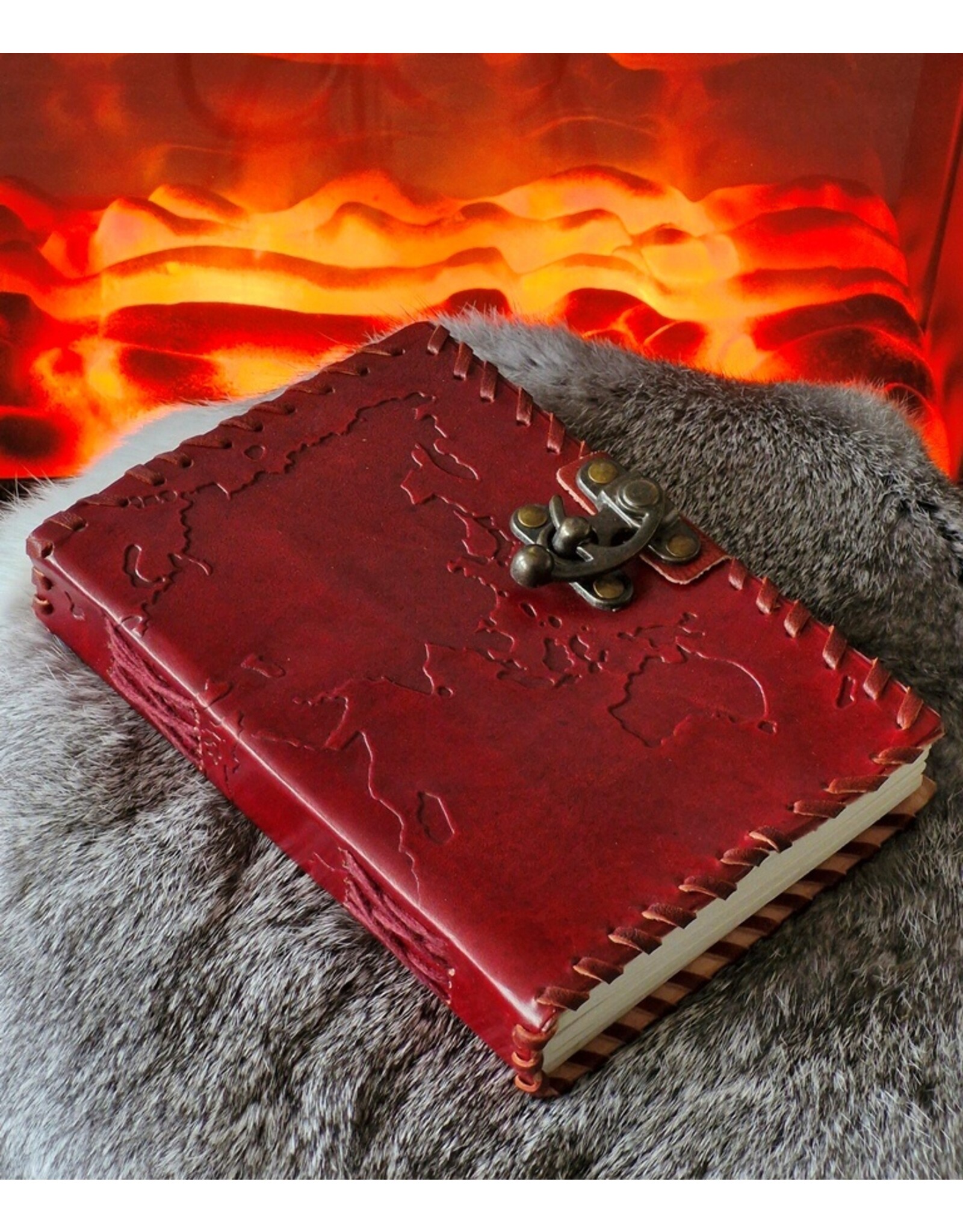 AWG Miscellaneous - Leren Notitieboek Wereldkaart 18x13cm