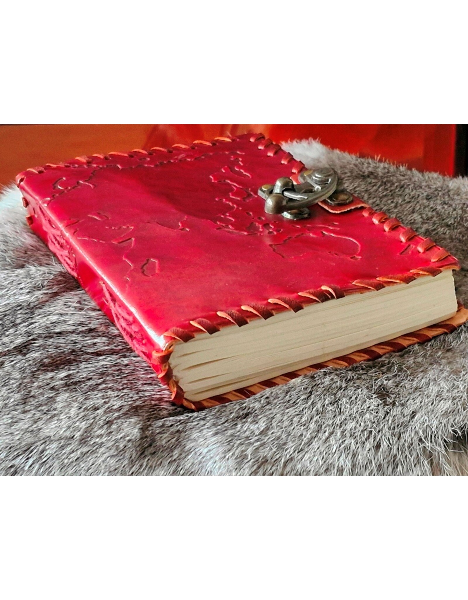 AWG Miscellaneous - Leather Notebook World Map 18x13cm