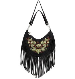 Restyle Bag with Embroidered Entwined Vines and Fringes
