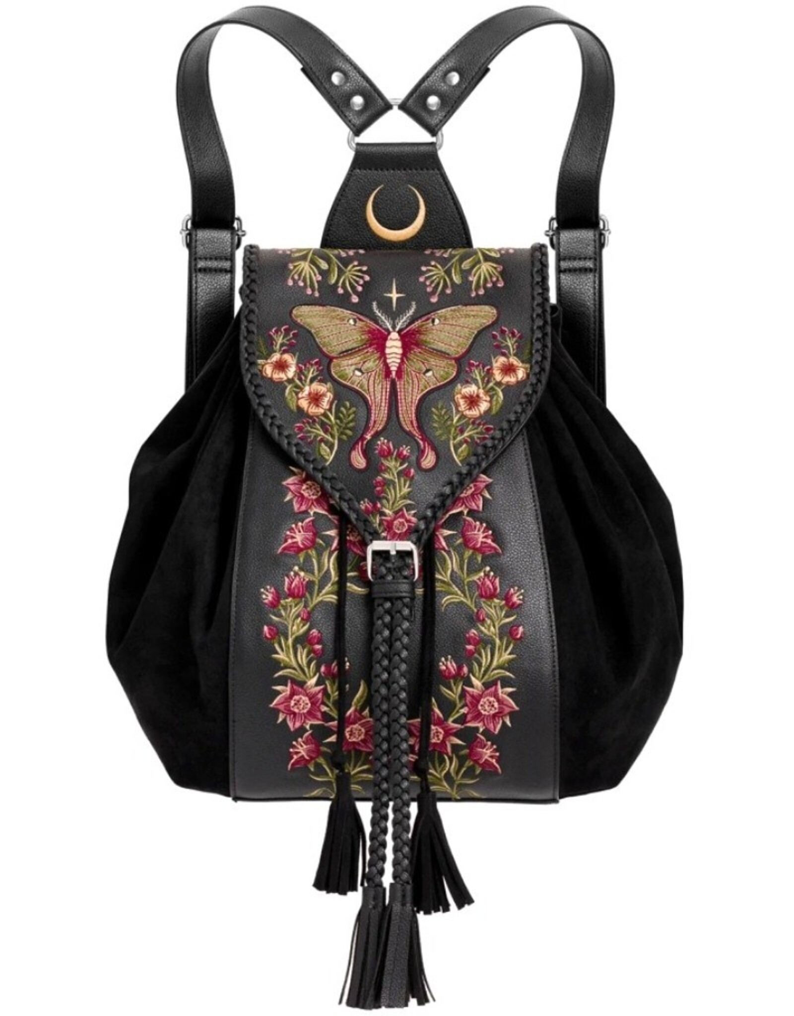 Restyle Fantasy bags and wallets - Wilderwood Backpack with Embroidered Moth and Wild Flowers