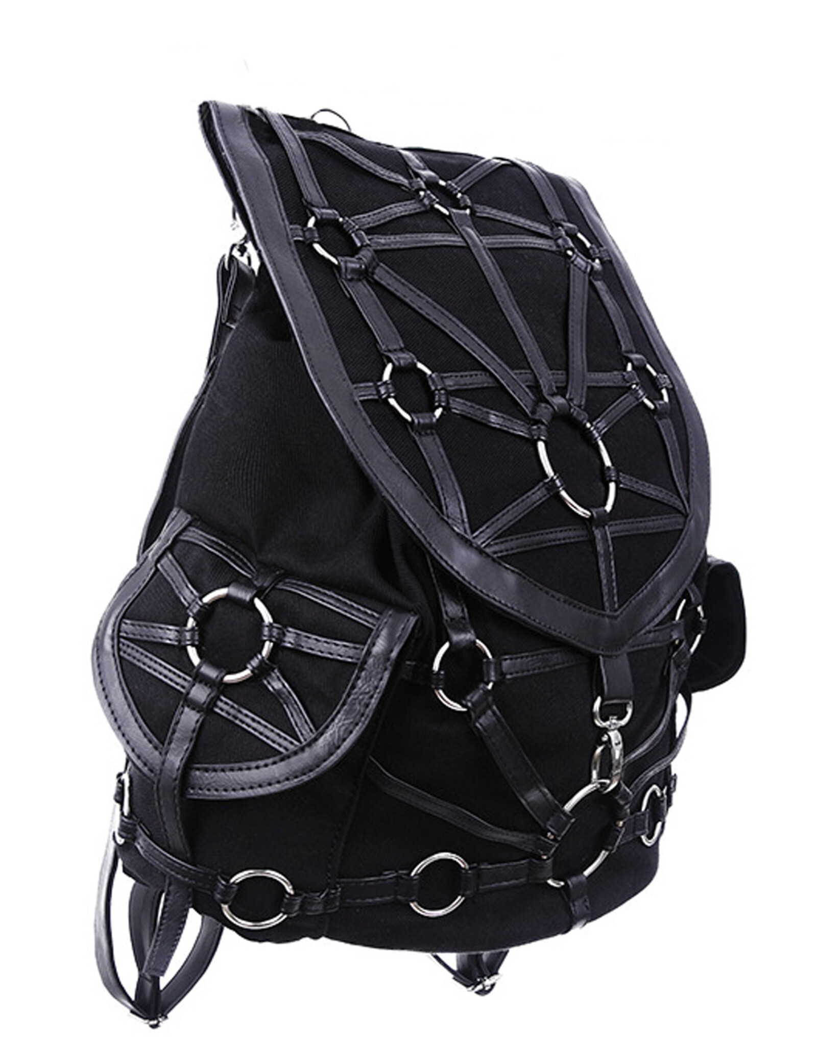 Restyle Gothic bags Steampunk bags - Occult Black Harness Backpack "O-Ring"