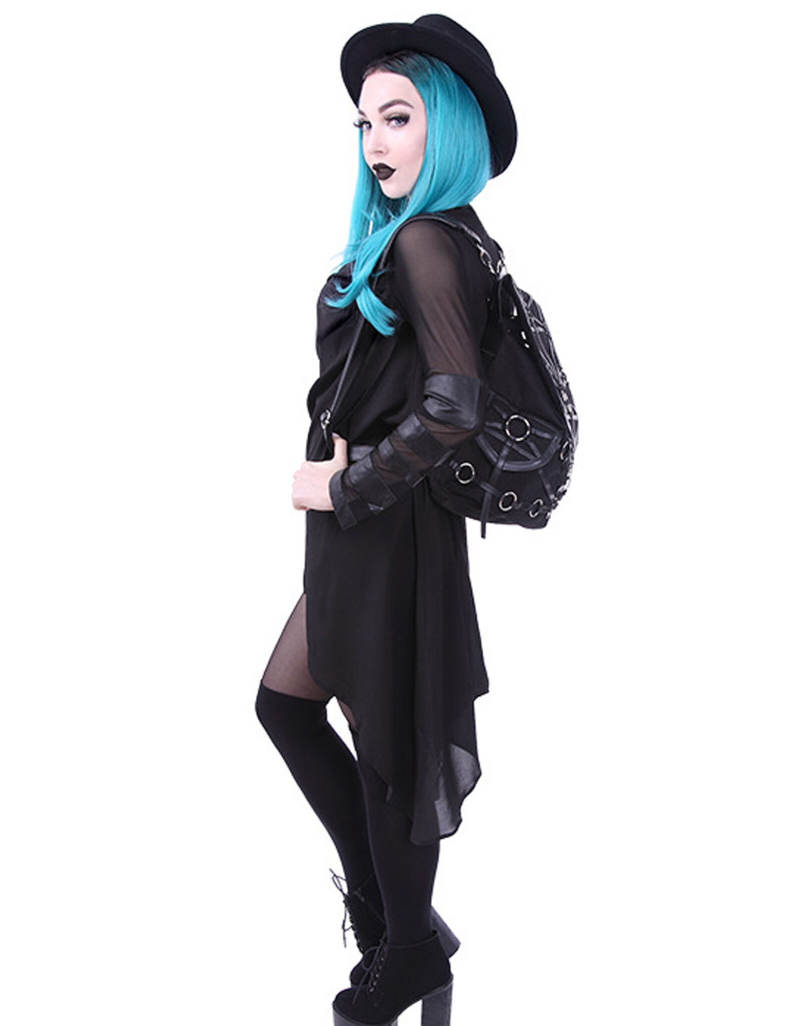 Restyle Gothic Tassen Steampunk Tassen - Occulte Zwarte Harnas Rugzak "O-Ring"