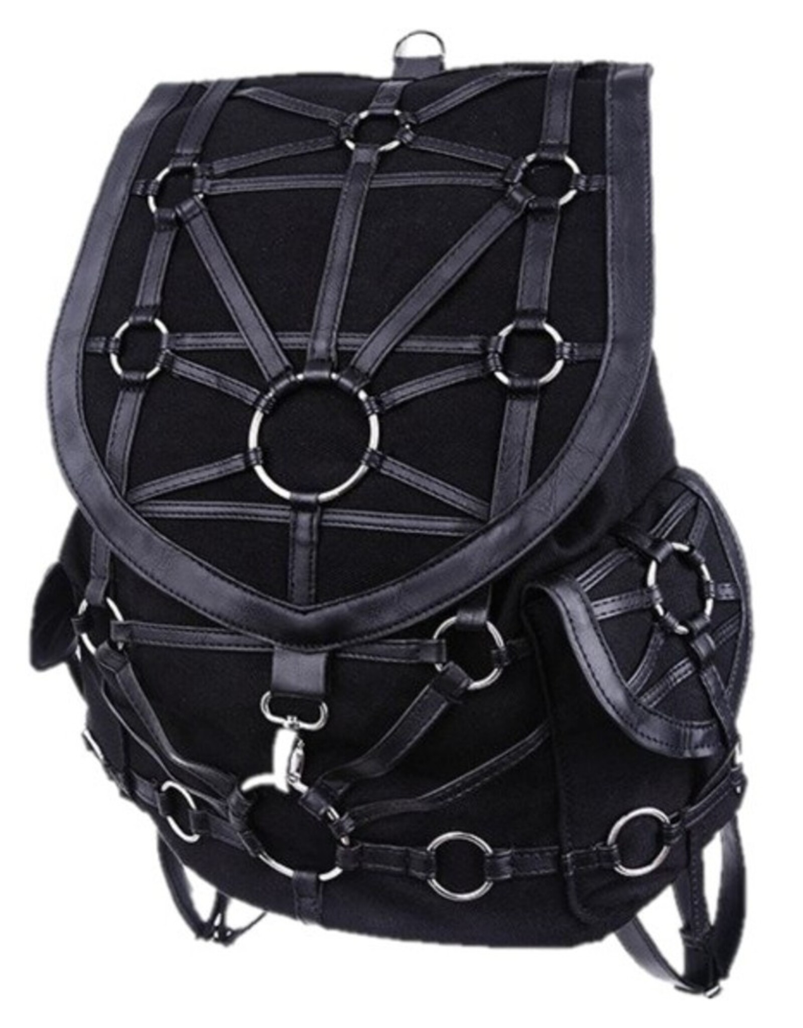 Restyle Gothic Tassen Steampunk Tassen - Occulte Zwarte Harnas Rugzak "O-Ring"