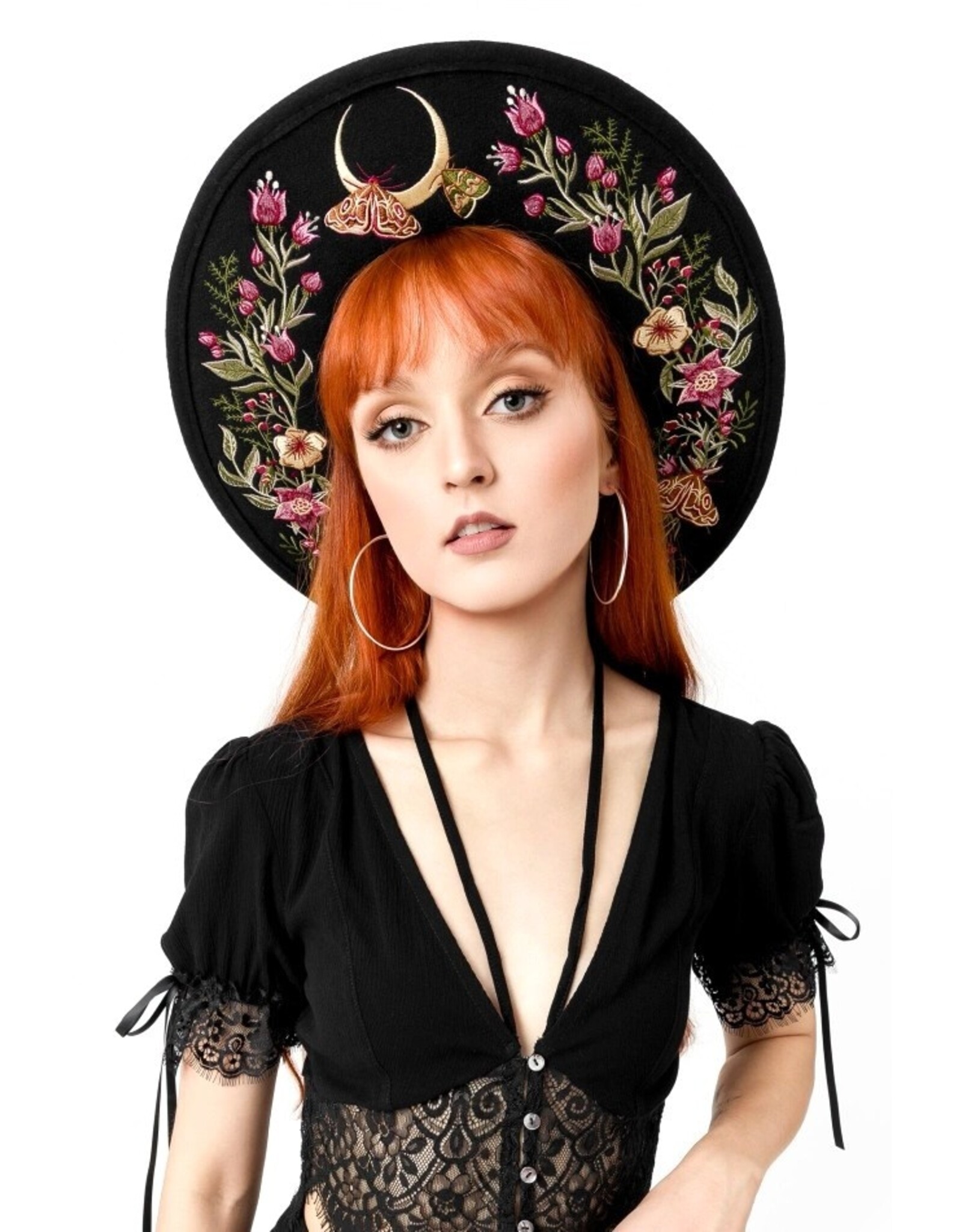Restyle Gothic and Steampunk accessories - Wildflower Hat with Magical Embroidery