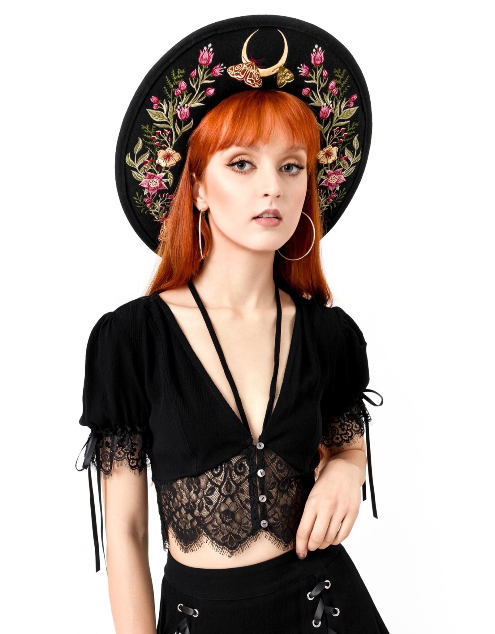 Restyle Gothic and Steampunk accessories - Wildflower Hat with Magical Embroidery