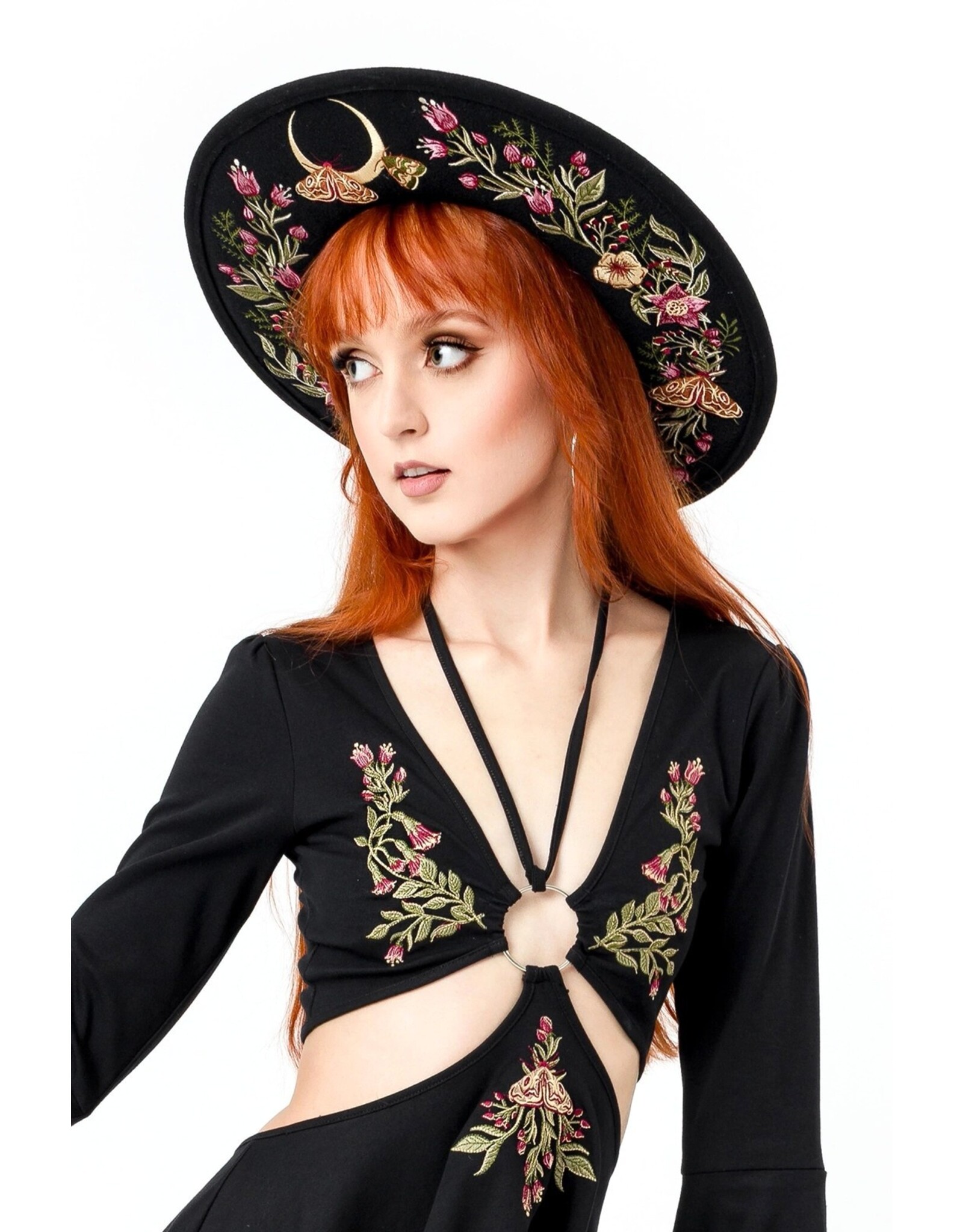 Restyle Gothic and Steampunk accessories - Wildflower Hat with Magical Embroidery