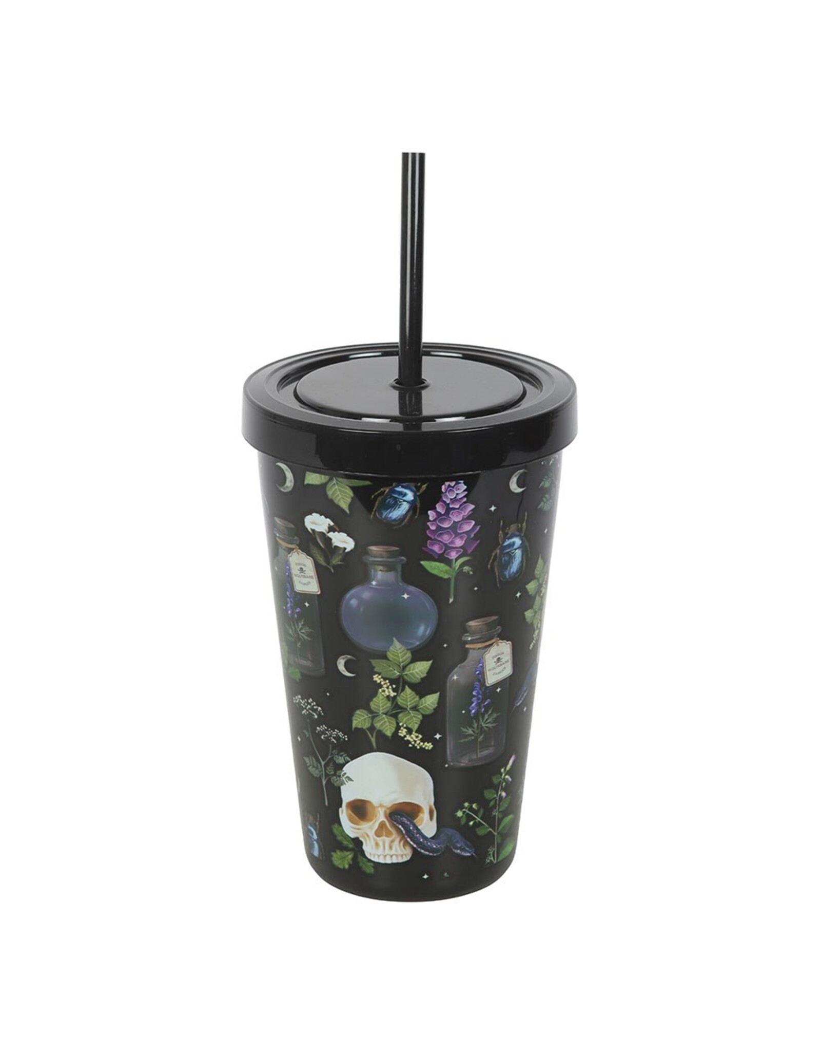 SDW Drinkware - Venom & Vines Print Drinkbeker met Rietje