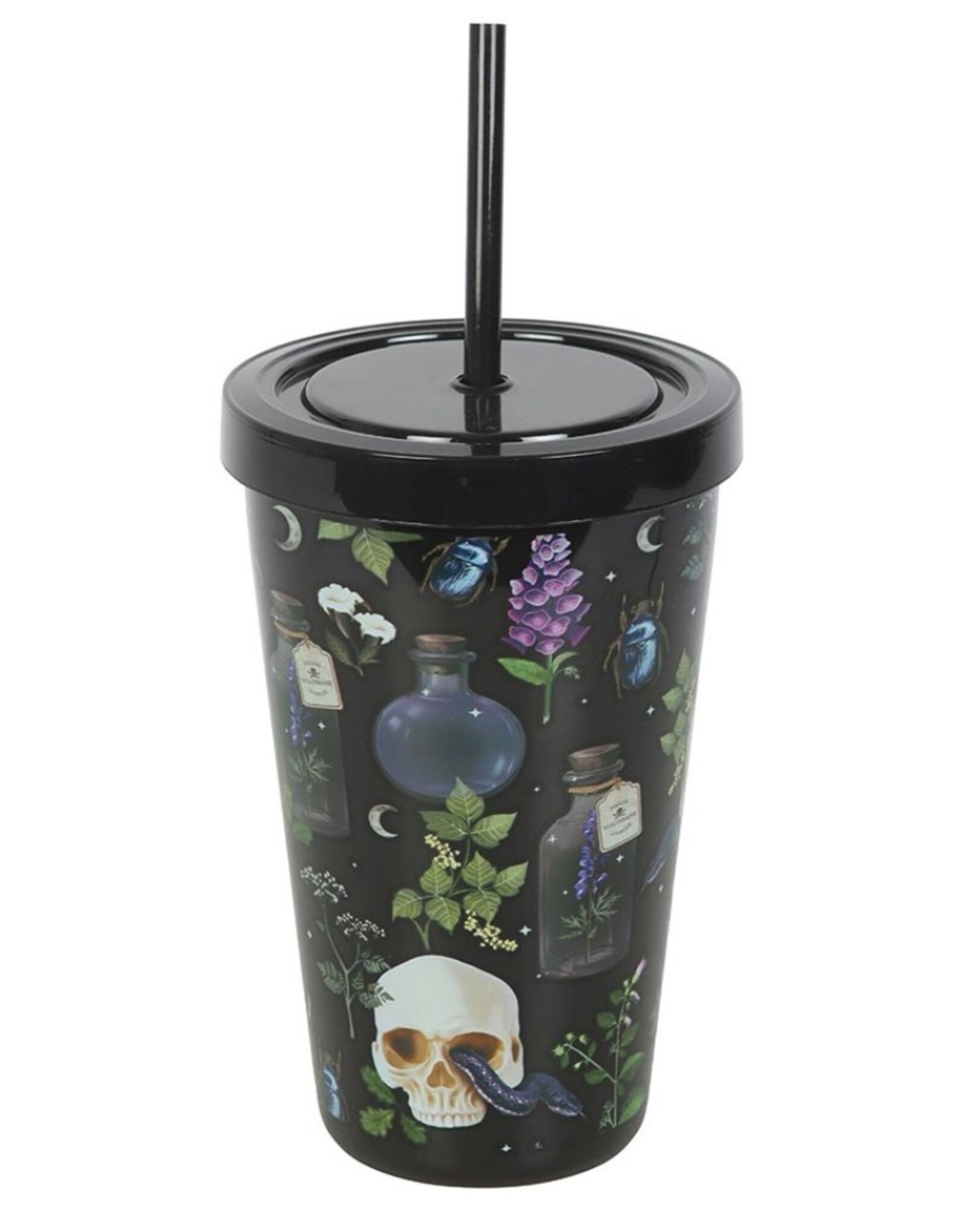 SDW Drinkware - Venom & Vines Print Drinkbeker met Rietje