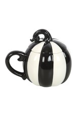 SDW Giftware & Lifestyle - Pumpkin Lidded Mug - Black and White Striped