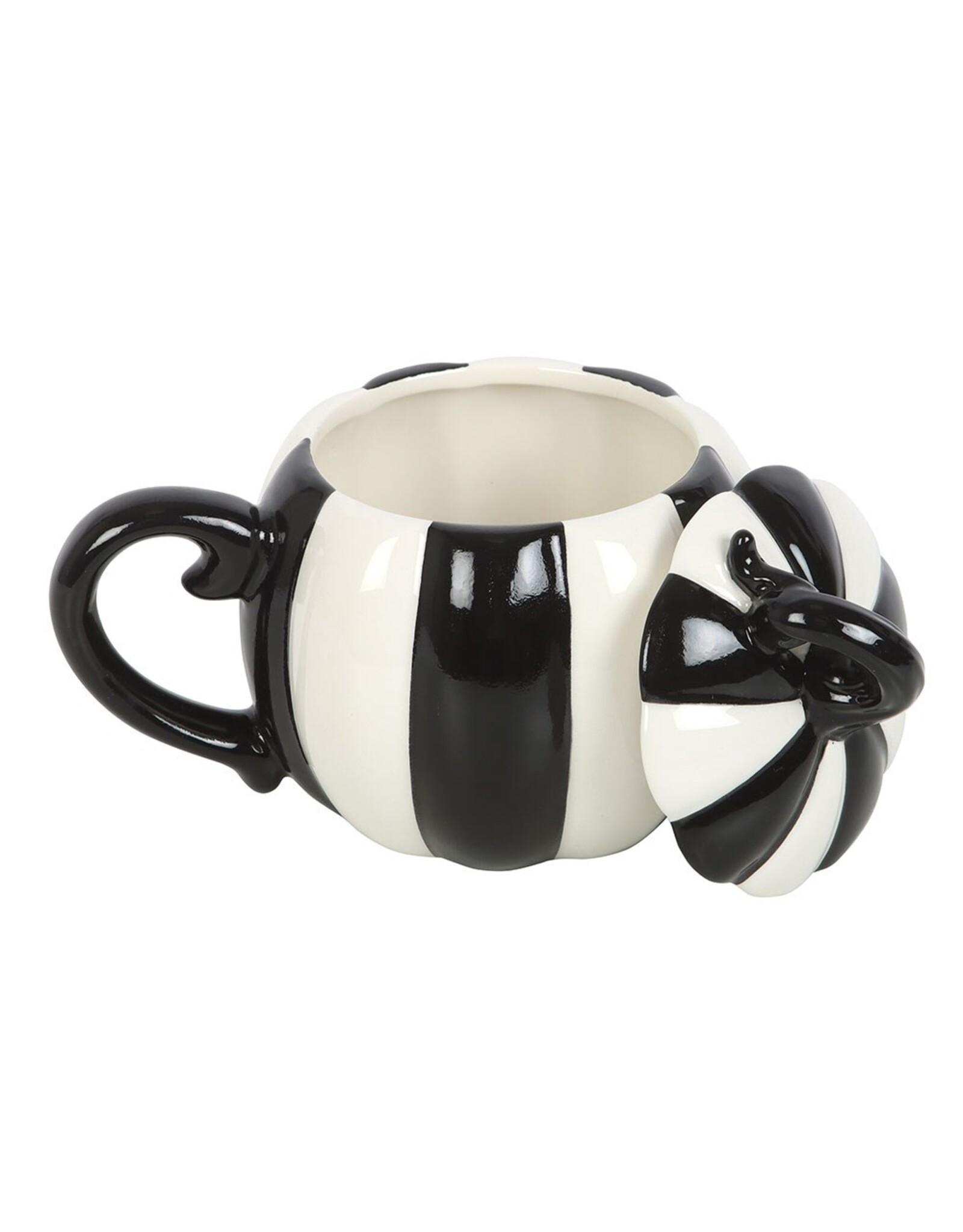 SDW Giftware & Lifestyle - Pumpkin Lidded Mug - Black and White Striped