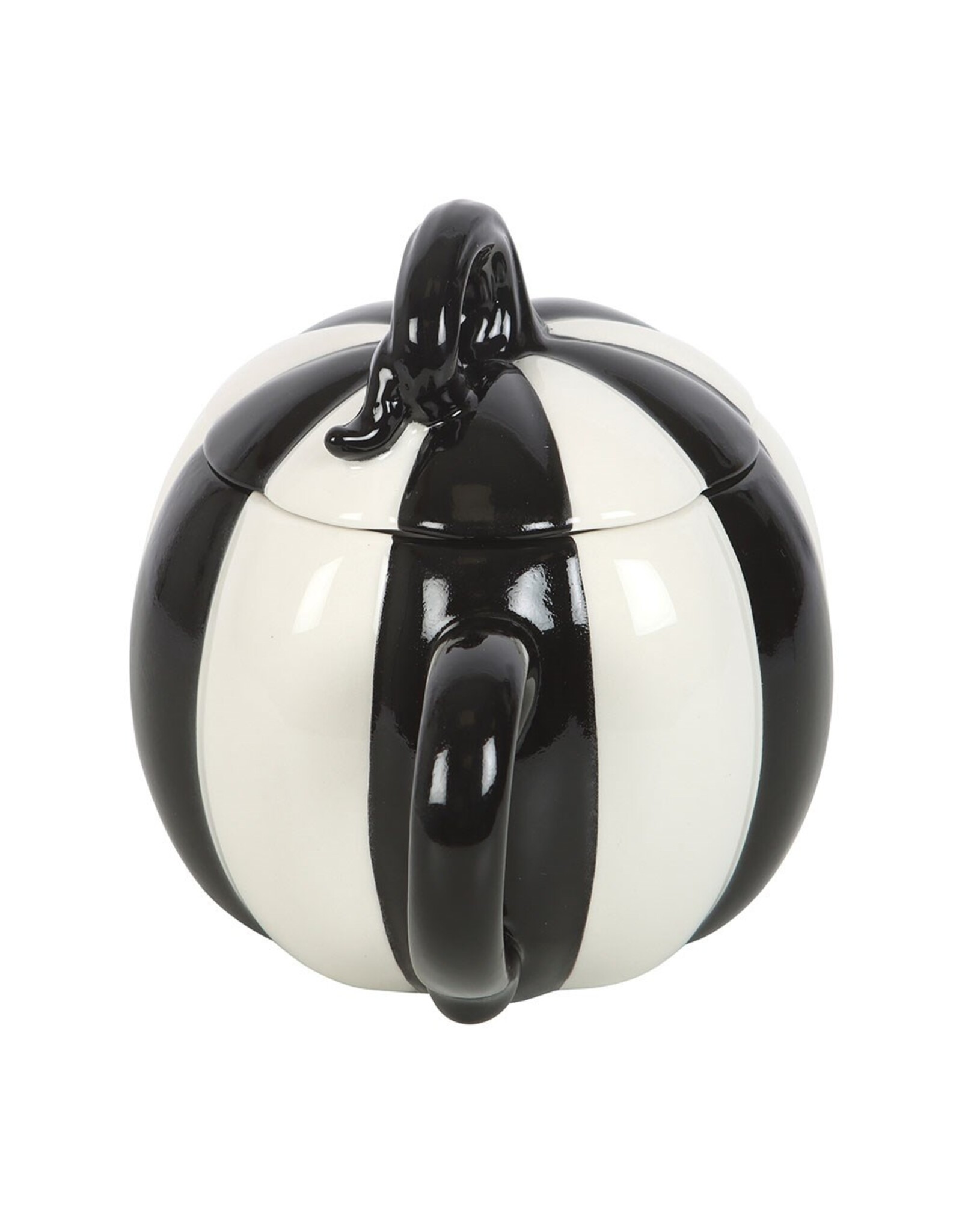 SDW Giftware & Lifestyle -  Pompoen Mok met Deksel - Zwart-wit Gestreept