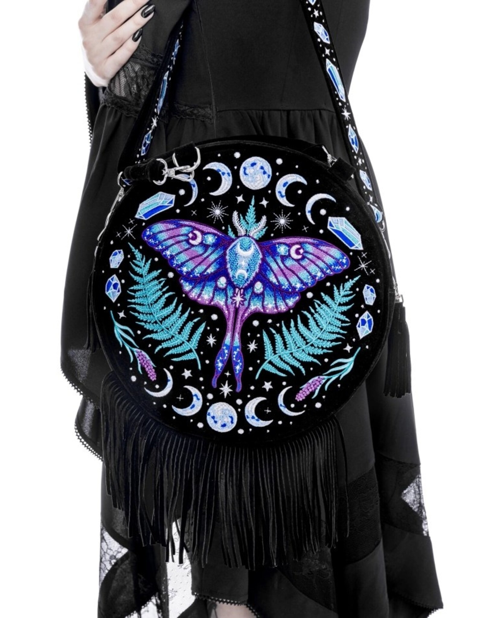 Restyle Fantasy tassen en portemonnees - Enchanted Forest Ronde tas met Magisch Borduurwerk