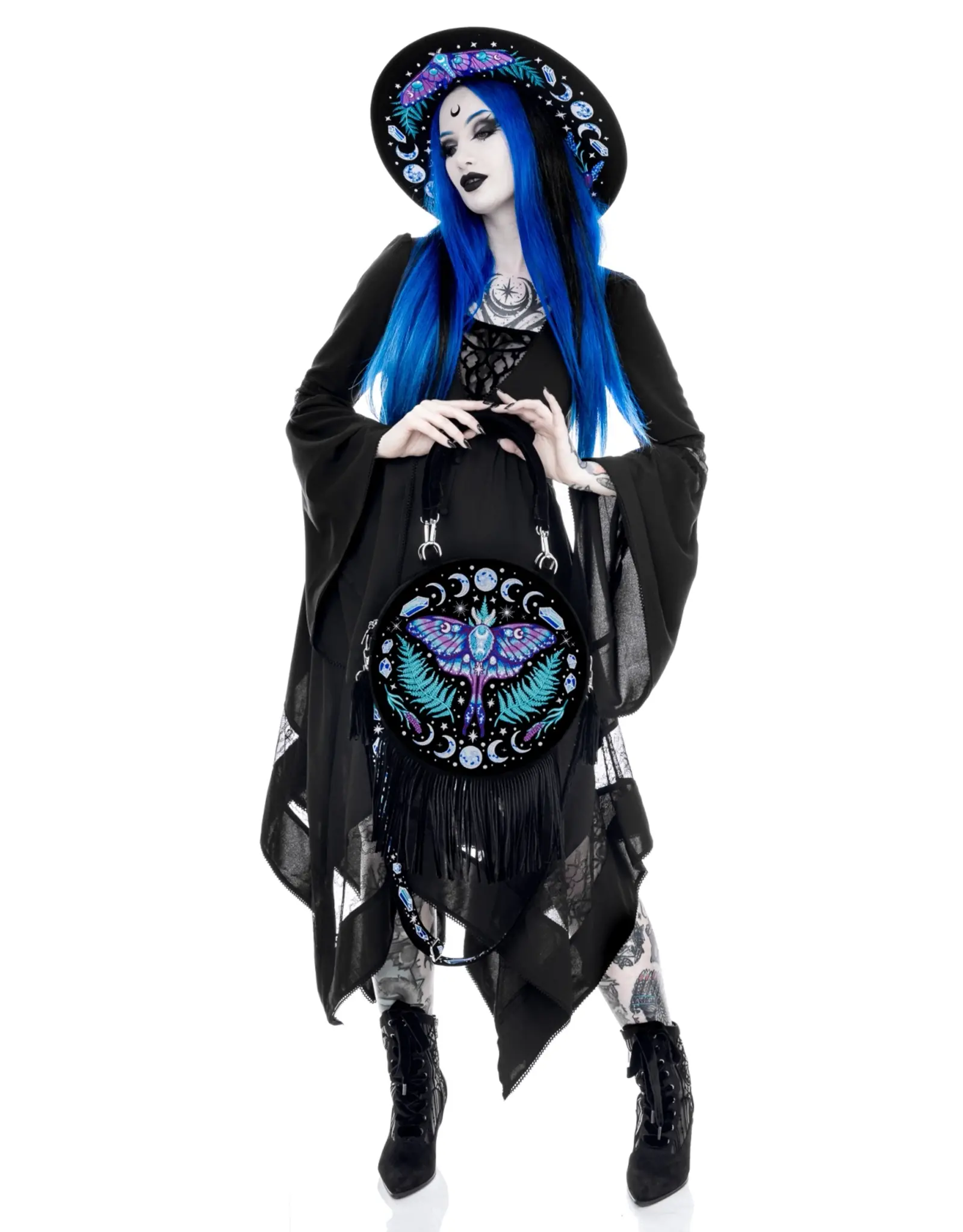 Restyle Fantasy tassen en portemonnees - Enchanted Forest Ronde tas met Magisch Borduurwerk