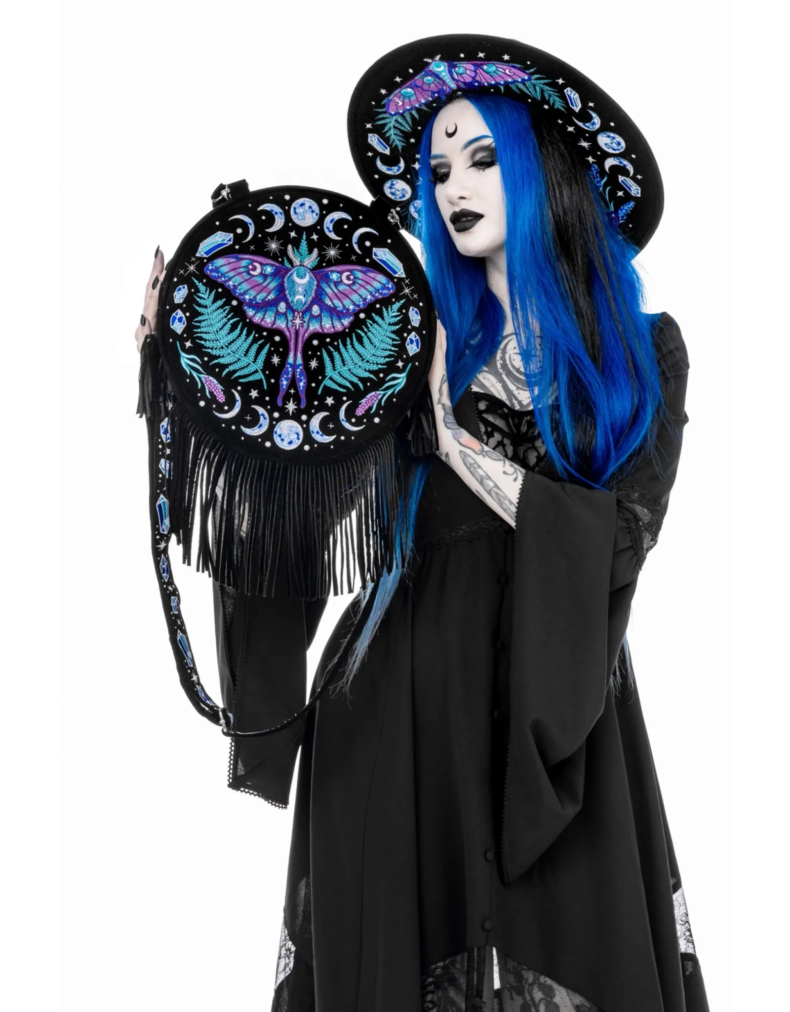 Restyle Fantasy tassen en portemonnees - Enchanted Forest Ronde tas met Magisch Borduurwerk