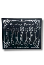 AWG Miscellaneous - Set of 7 Witch Spoons with Gemstone Crystals Dark Silver