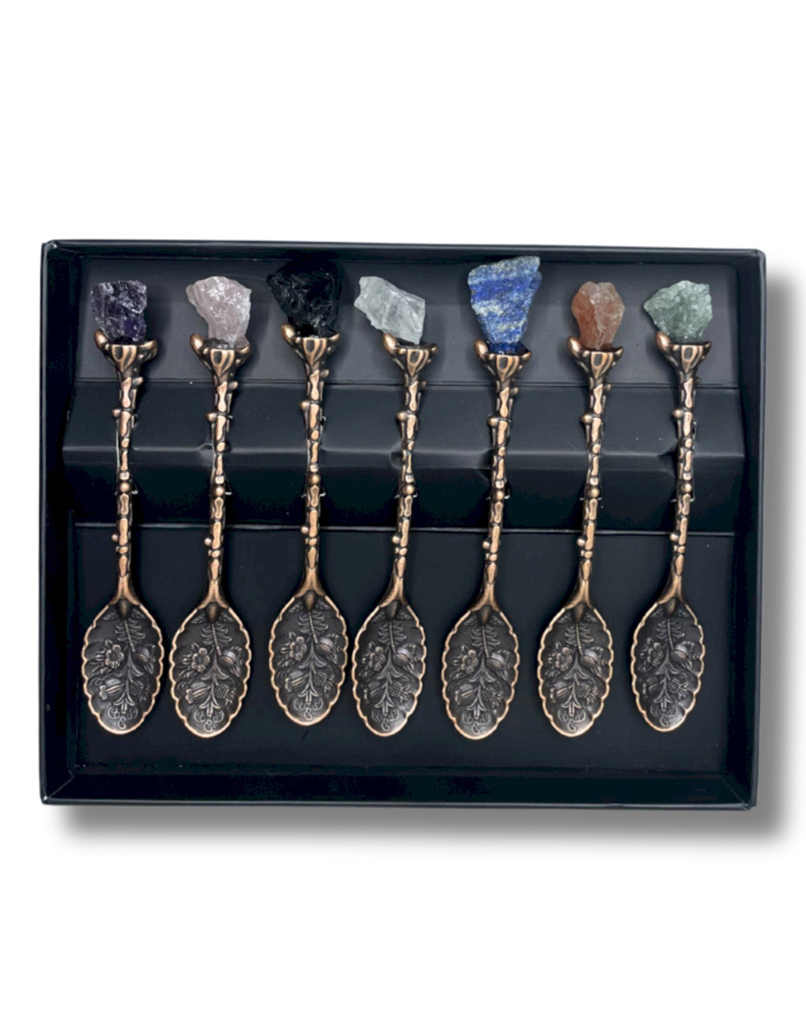 AWG Miscellaneous - Set van 7 Hekslepels met Edelsteen Kristallen Brons