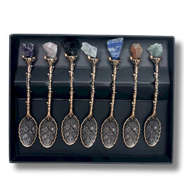 AWG Set of 7Witch Spoons with  Gemstone Crystals Bronze