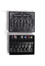 AWG Miscellaneous - Set of 7 Witch Spoons with Gemstone Crystals Dark Silver
