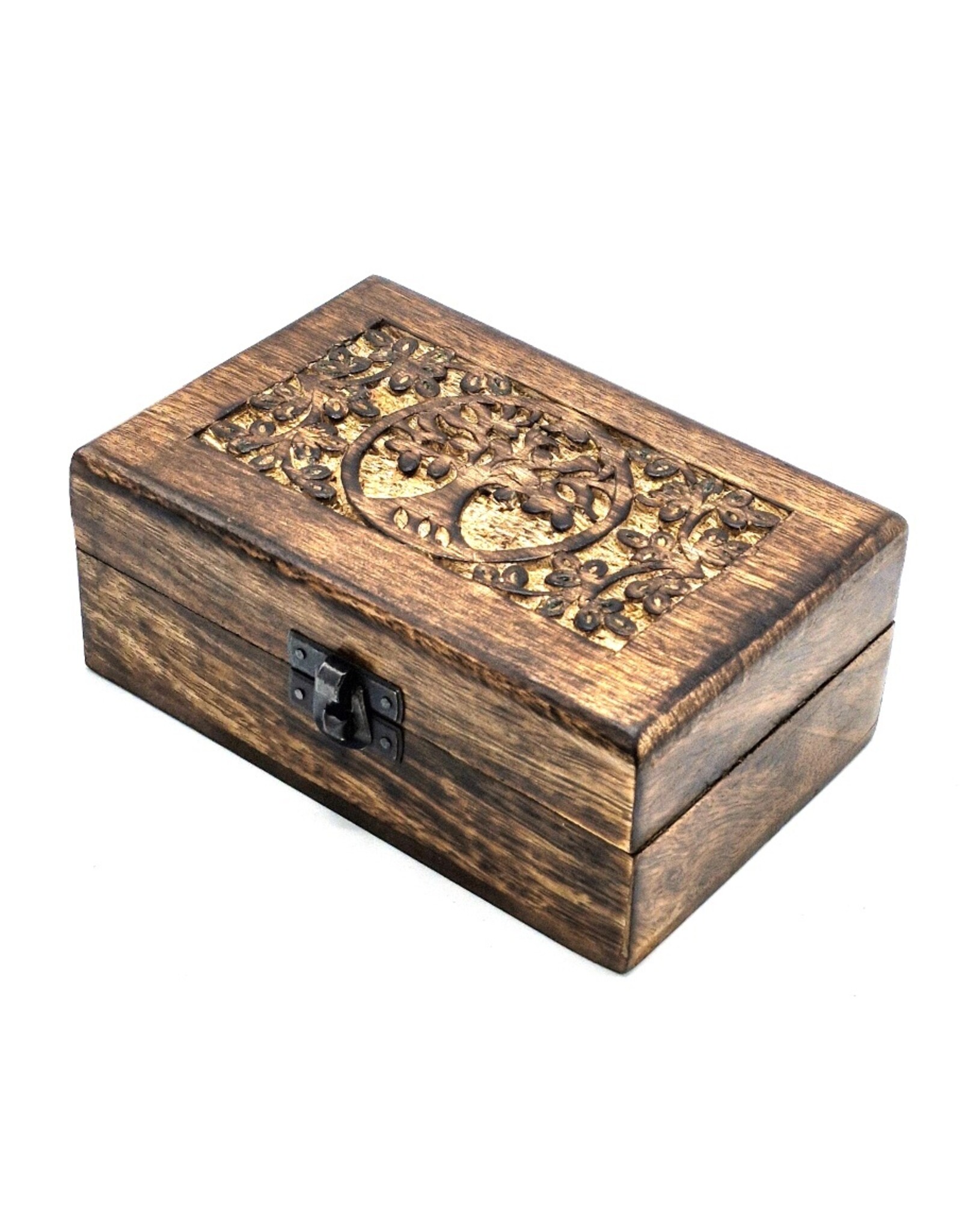 Tree of Life box Mango wood 15cm x 10cm Boutique Trukado