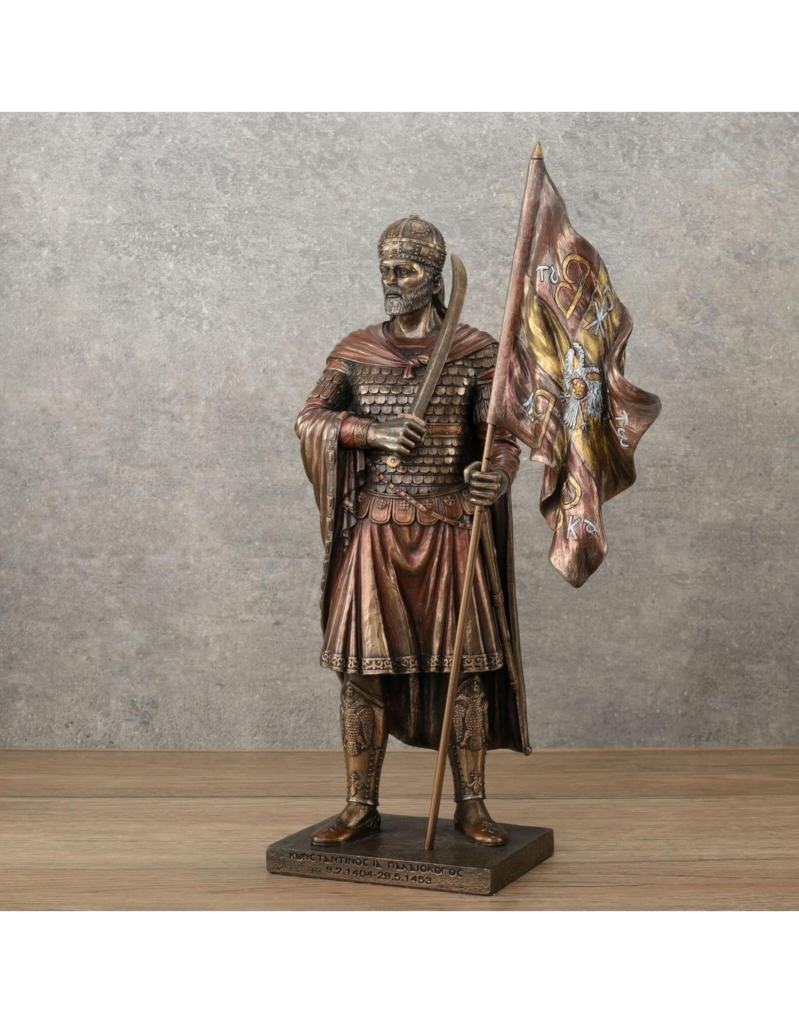 Veronese Design Giftware & Lifestyle -   Constantijn XI Palaiologos met de Vlag van het Byzantijse Rijk