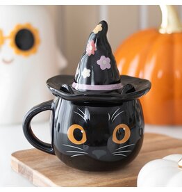 Something Different Groovy Witch Cat Lidded Mug