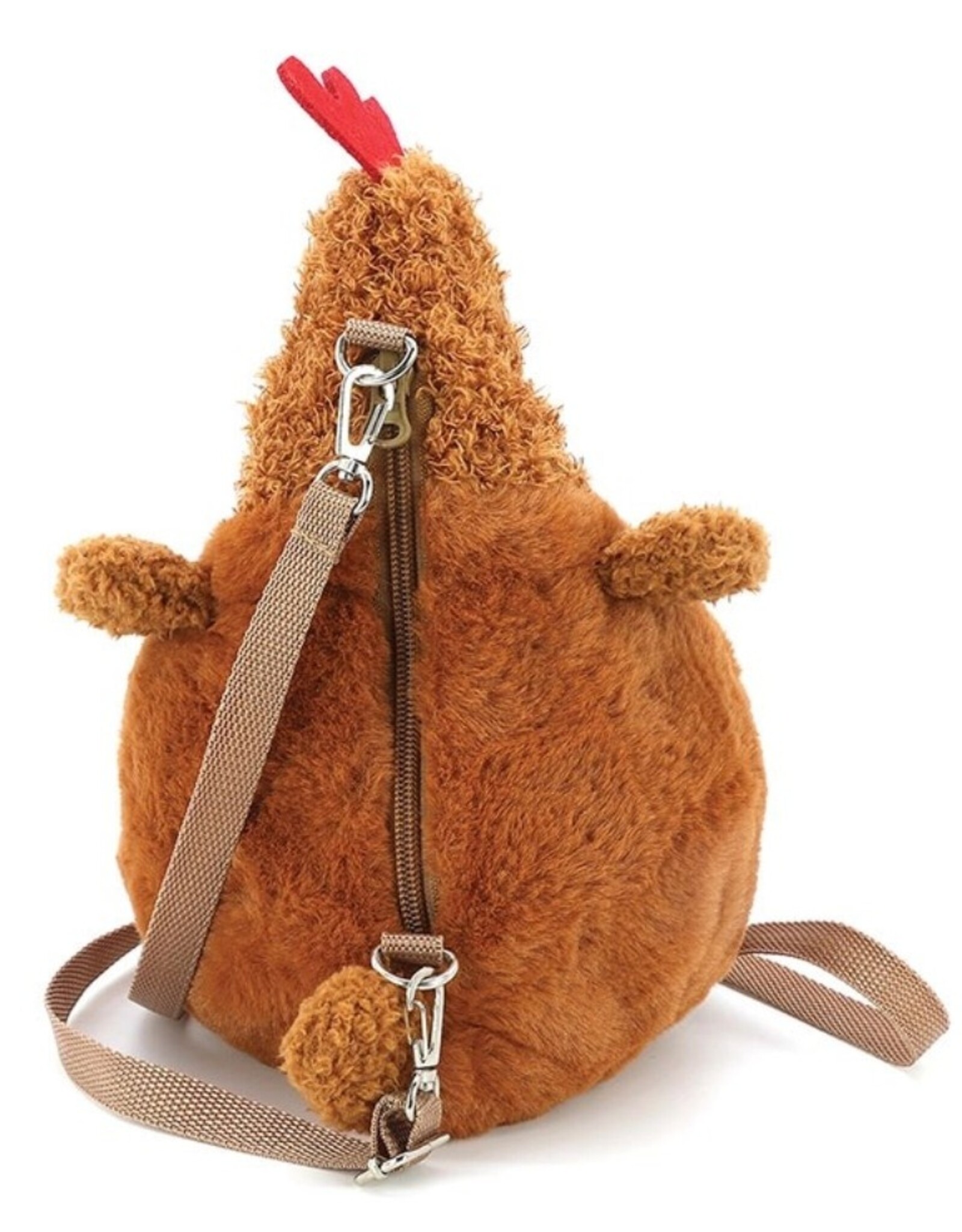 Sleepyville Critters Fantasy tassen en portemonnees - Sleepyville Critters Bruine Kip Pluche Crossbody tas