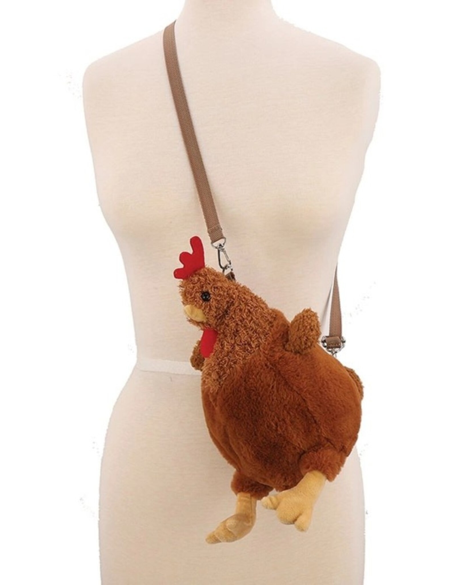 Sleepyville Critters Fantasy tassen en portemonnees - Sleepyville Critters Bruine Kip Pluche Crossbody tas