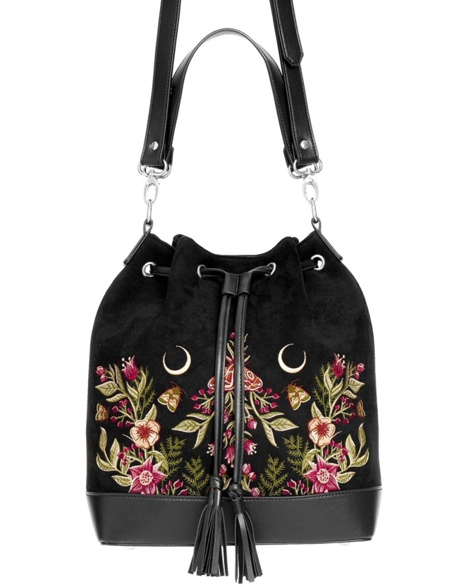 Restyle Gothic tassen Steampunk tassen - Wildflower Bucket Handtas met  Boorduurwerk