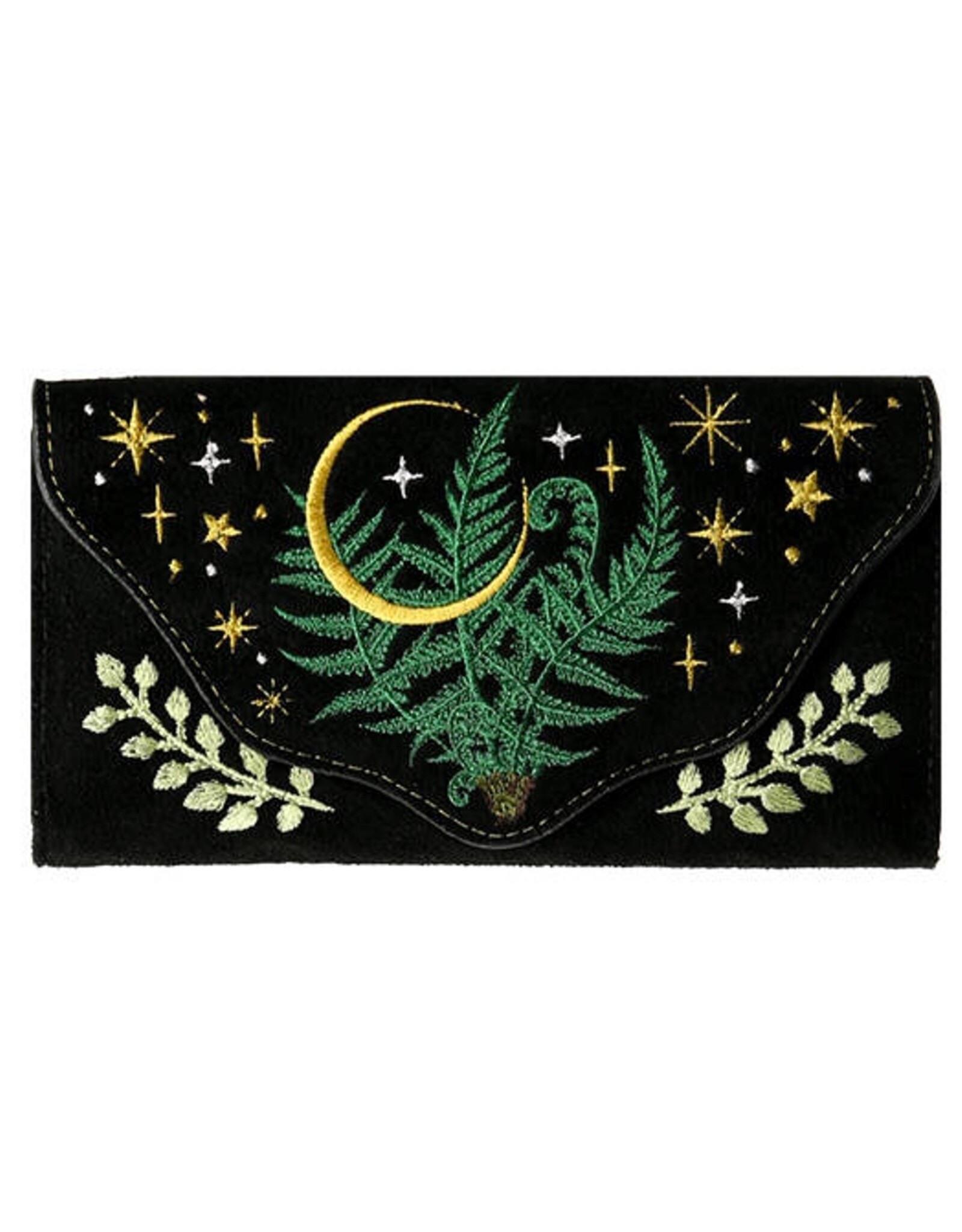 Restyle Fantasy tassen en portemonnees - Herbal Geborduurde Langwerpige Portemonnee met Varen