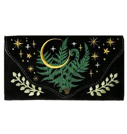 Restyle Herbal Geborduurde Langwerpige Portemonnee met Varen