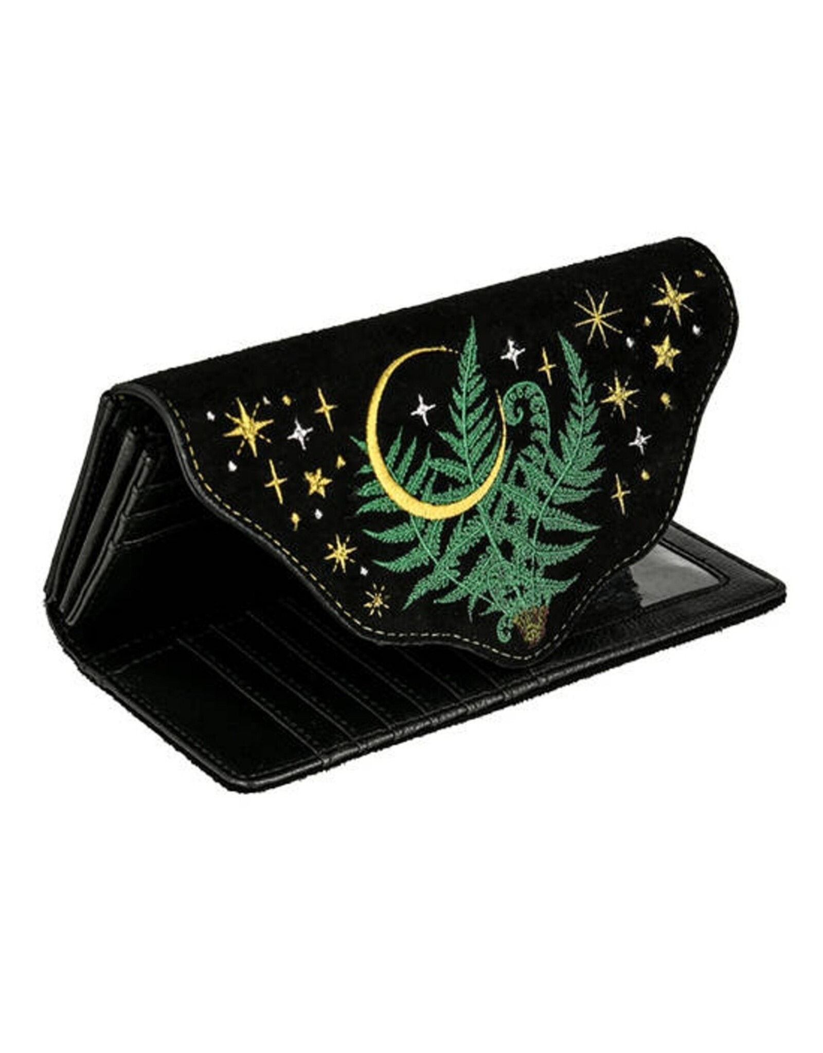 Restyle Fantasy tassen en portemonnees - Herbal Geborduurde Langwerpige Portemonnee met Varen