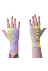 Poizen Industries Gothic en Steampunk accessoires - Mesh Handschoenen LYRA Poizen Industries Regenboog