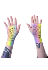 Poizen Industries Gothic en Steampunk accessoires - Mesh Handschoenen LYRA Poizen Industries Regenboog