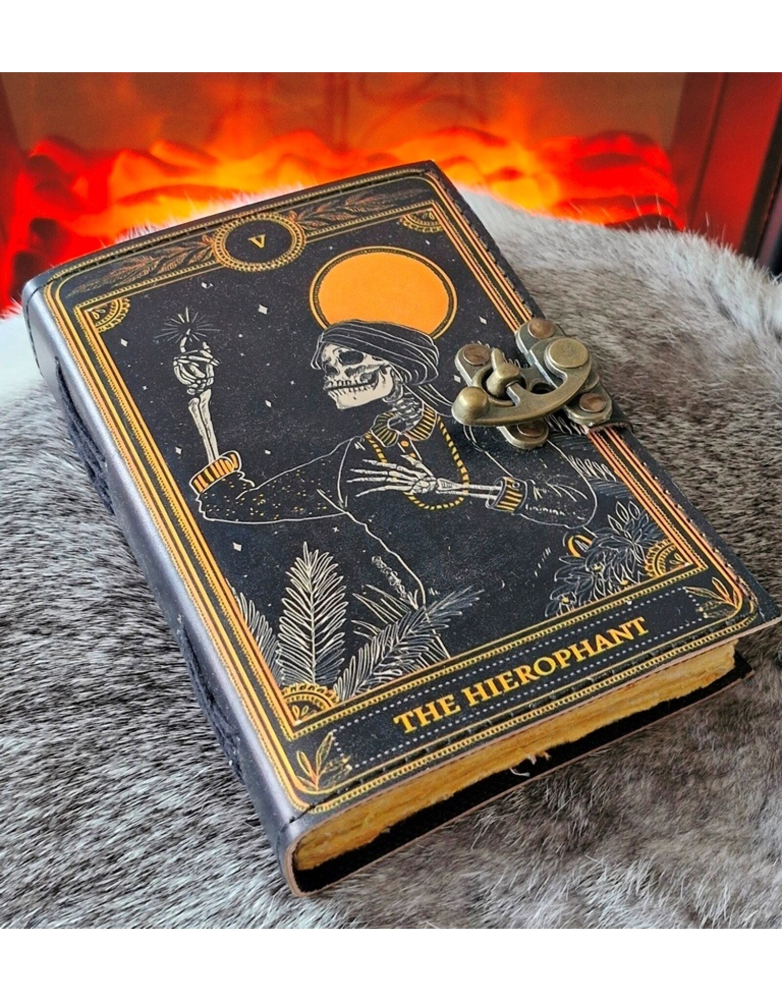 JM Handicrafts Miscellaneous - Grimoire Leather Journal The Hierophant 18x13cm